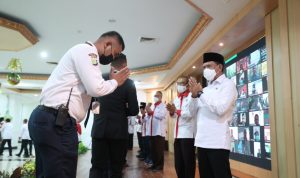 Halalbihalal di Wisma Kemenpora, Jakarta Pusat, Senin (17/5). Acara ini dihadiri langsung oleh Menpora Zainudin Amali, Sesmenpora Gatot S Dewa Broto, Deputi, Asisten Deputi, Staf Khusus, Staf Ahli dan seluruh pegawai Kemenpora. (foto:raiky/kemenpora.go.id)