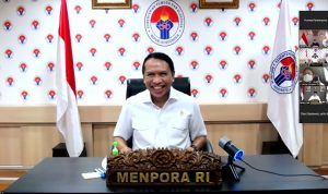 Menpora Zainudin Amali berharap Indonesia bisa menembus peringkat lima besar pada Olimpiade 2044.(foto:egan/kemenpora.go.id)